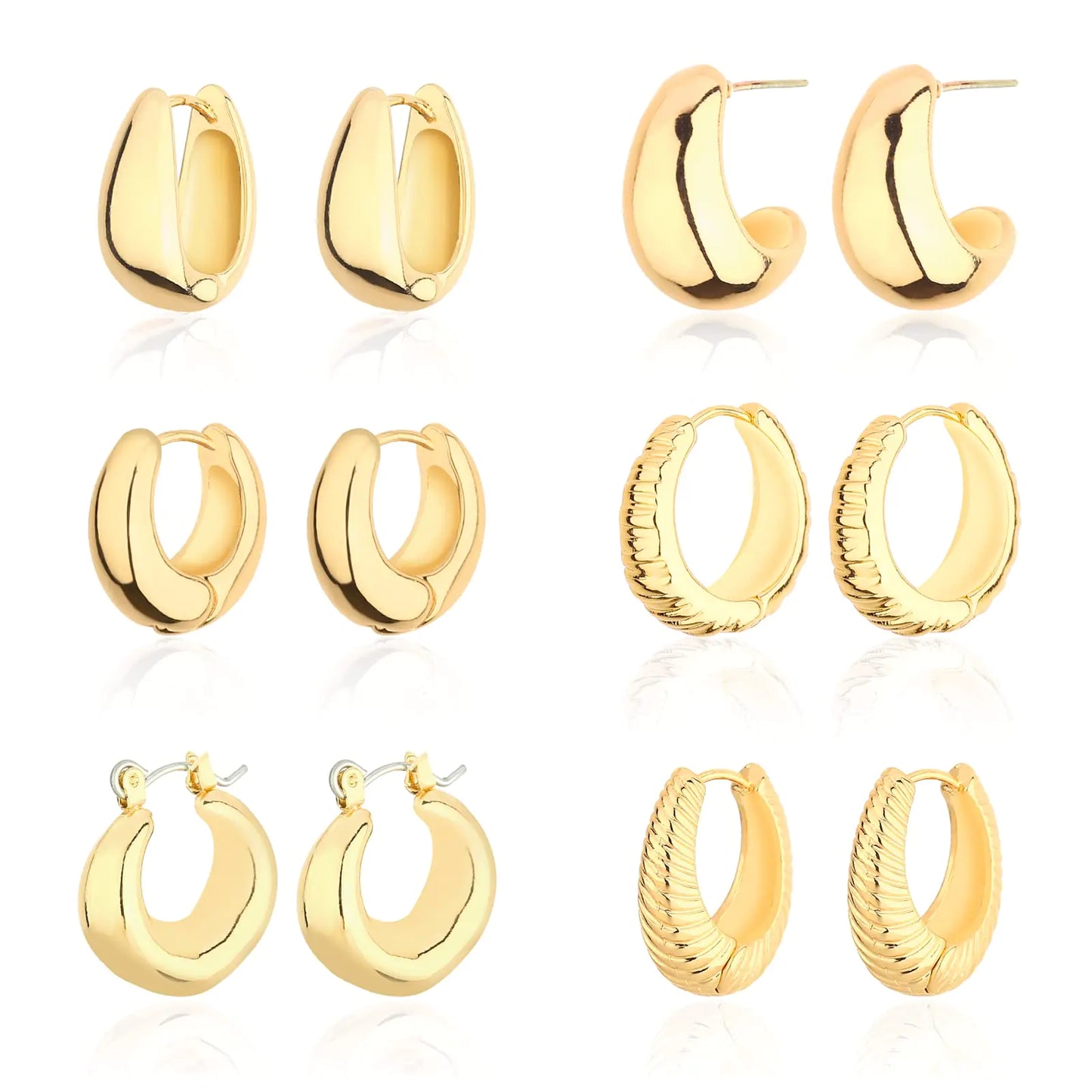 Wgoud Chunky Hoop Earrings Set