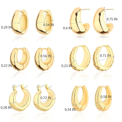 Wgoud Chunky Hoop Earrings Set
