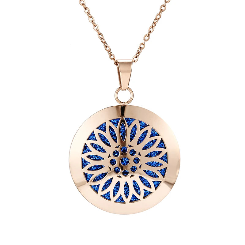 lotus necklace Aromatherapy Essential Oil Diffuser Locket  Perfume Necklace Stainless Steel Locket with Felt Pads For Woman