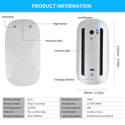 Bluetooth 5.0 wireless mouse wirelesss Rechargeable Silent Multi Arc Touch Mice Ultra-thin Magic Mouse For Laptop Ipad Mac PC