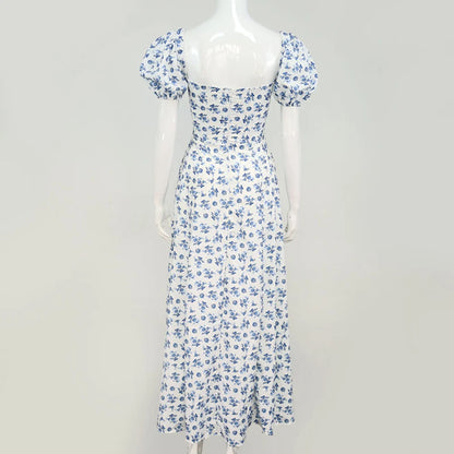 Summer Women Puff Sleeve Floral Printed Dress,Long Dresses,Woman Clothing,Dress Women,Women's Elegant Dresses,Sexy Costume Women