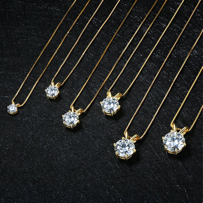 RAPRGOLD GRA Certified 0.5-5ct Moissanite Pendant Necklaces 925 Sterling Silver Solitaire Necklace Chain For Women Jewellry Gift