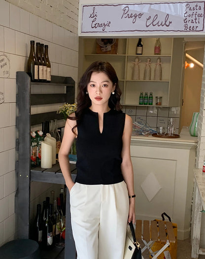 Women V-neck Good Quality Breathable Sleeveless Knit Tank Top 2024 Spring Summer New In Chic Top  MinimalStyle