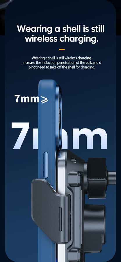 UYUXIO Wireless Car Charger Super Fast Charging Auto Clamping Air Vent Car Phone Holder for iPhone 16 15 14 Pro Max Samsung