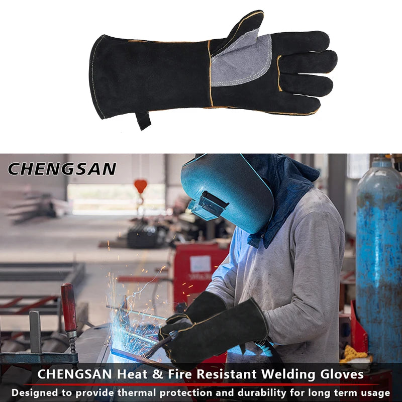 Extreme fire and heat resistant gloves, leather with kevlar stitching, perfect for fireplace, stove, oven, grill, welding