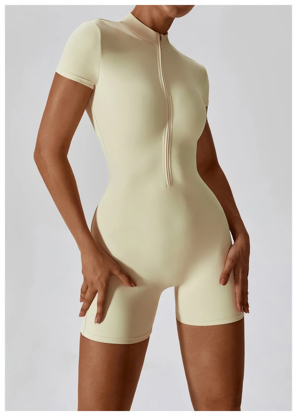 Yoga Jumpsuit Summer Short Sleeve Zipper Sports Wear Gym Fitness Sports Bodysuits Women Dance Running Workout Clothes Yoga Suit