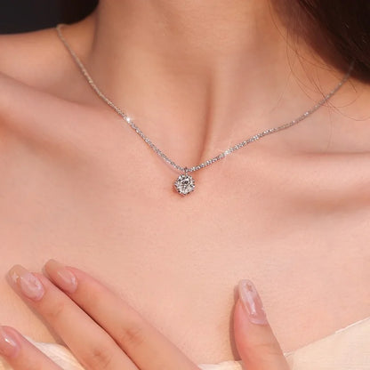TEN CARATS 1-2CT Women's Necklace Super Sparkly D Color VVS1 Moissanite Pendant S925 sterling silver chain plated 18K white gold