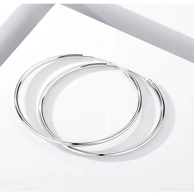 Somila Fashion S925 Earrings 3-7CM Diameter Big Hoop Earrings For Women  Platinum Plated Ear Rings Cерьги Kольца