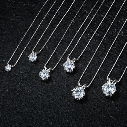 RAPRGOLD GRA Certified 0.5-5ct Moissanite Pendant Necklaces 925 Sterling Silver Solitaire Necklace Chain For Women Jewellry Gift