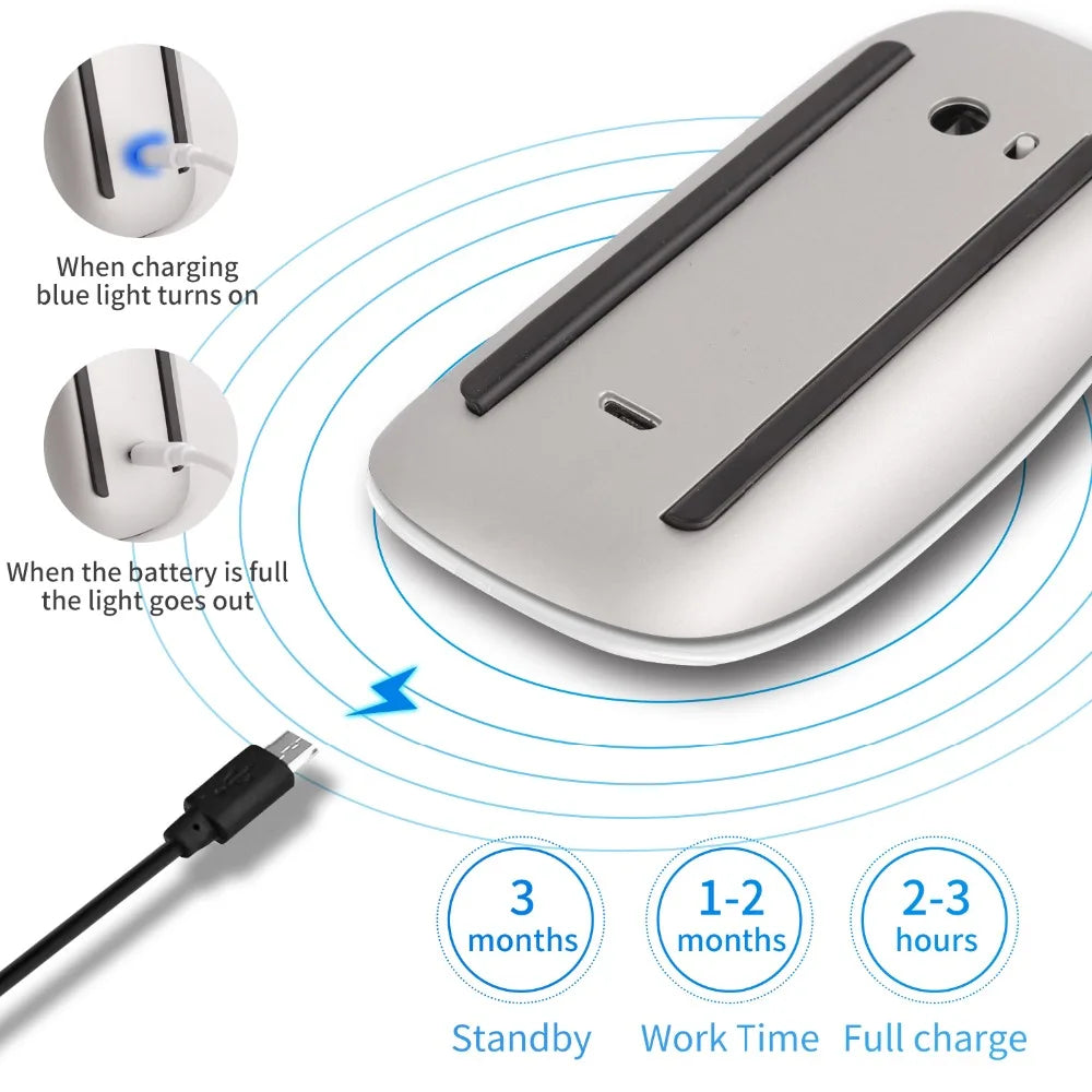 Bluetooth 5.0 wireless mouse wirelesss Rechargeable Silent Multi Arc Touch Mice Ultra-thin Magic Mouse For Laptop Ipad Mac PC