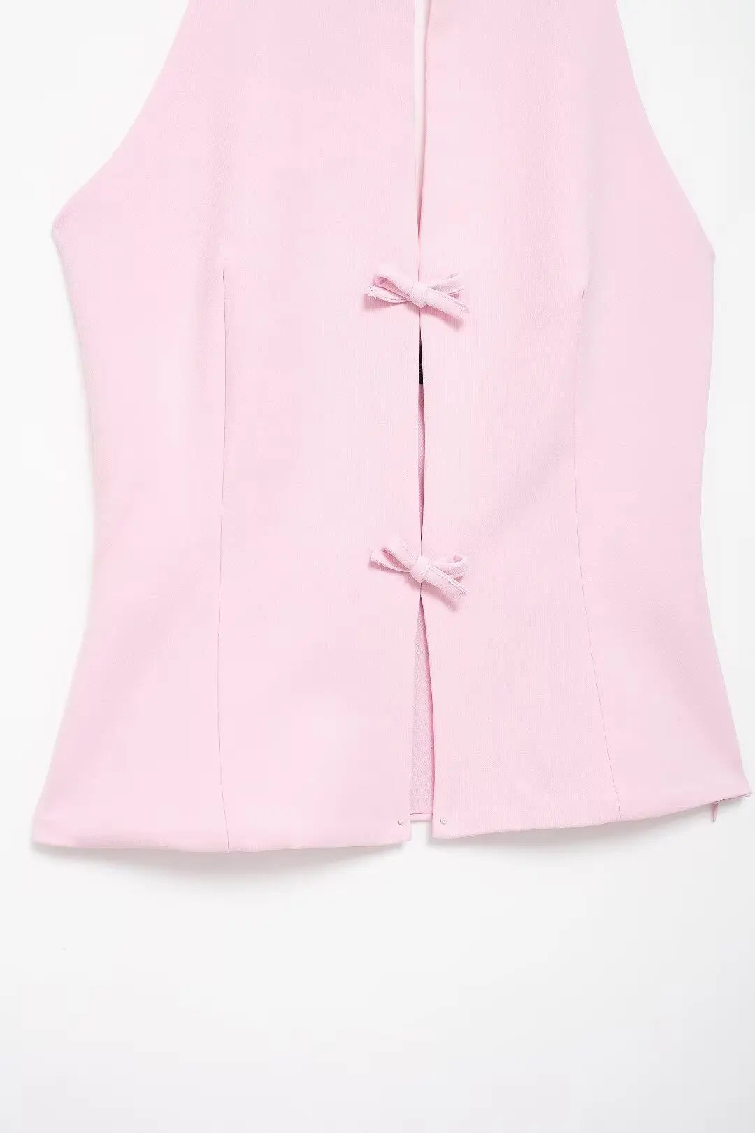 TRAFZA 2024 Women's Retro Bow-trimmed Vest Elegant Solid O Neck Sleeveless Off-shoulder Halterneck Summer Vintage Casual Tops