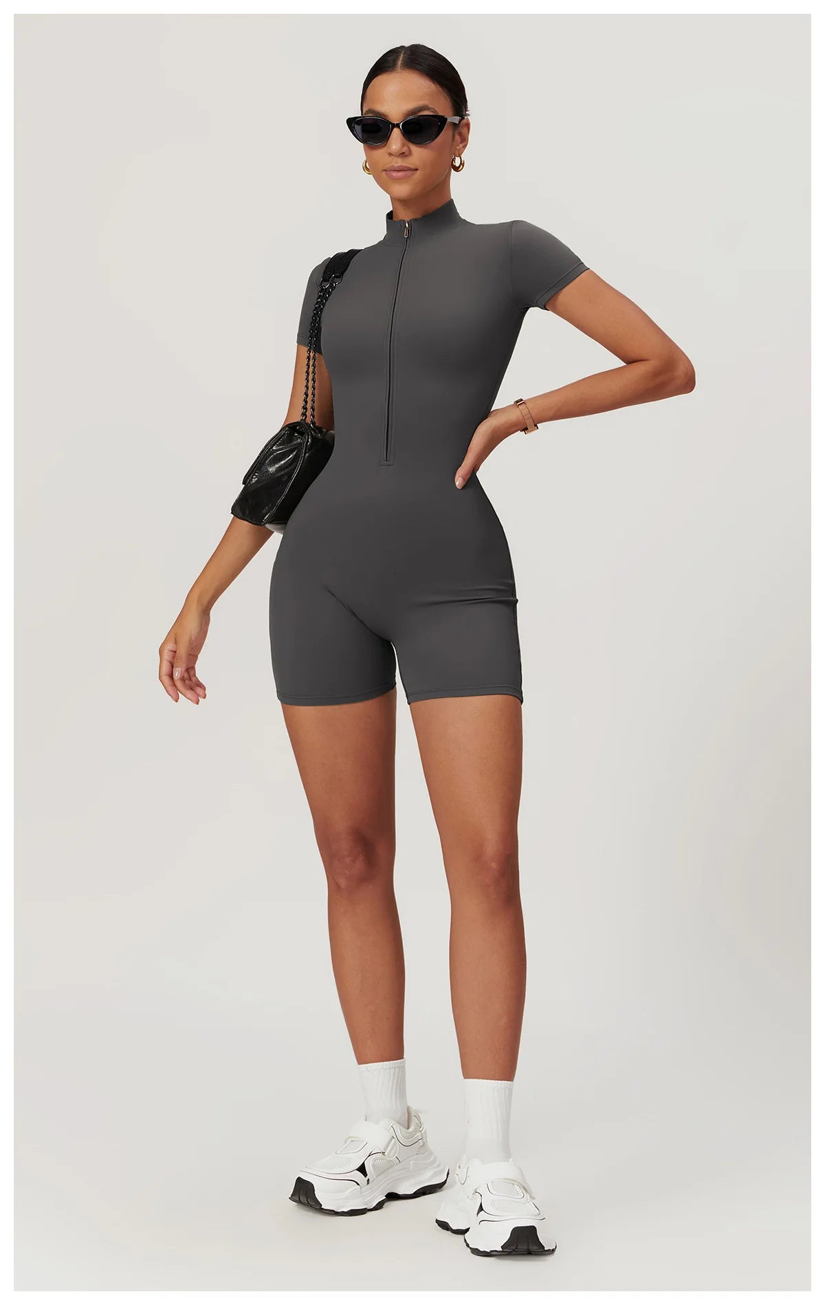 Yoga Jumpsuit Summer Short Sleeve Zipper Sports Wear Gym Fitness Sports Bodysuits Women Dance Running Workout Clothes Yoga Suit