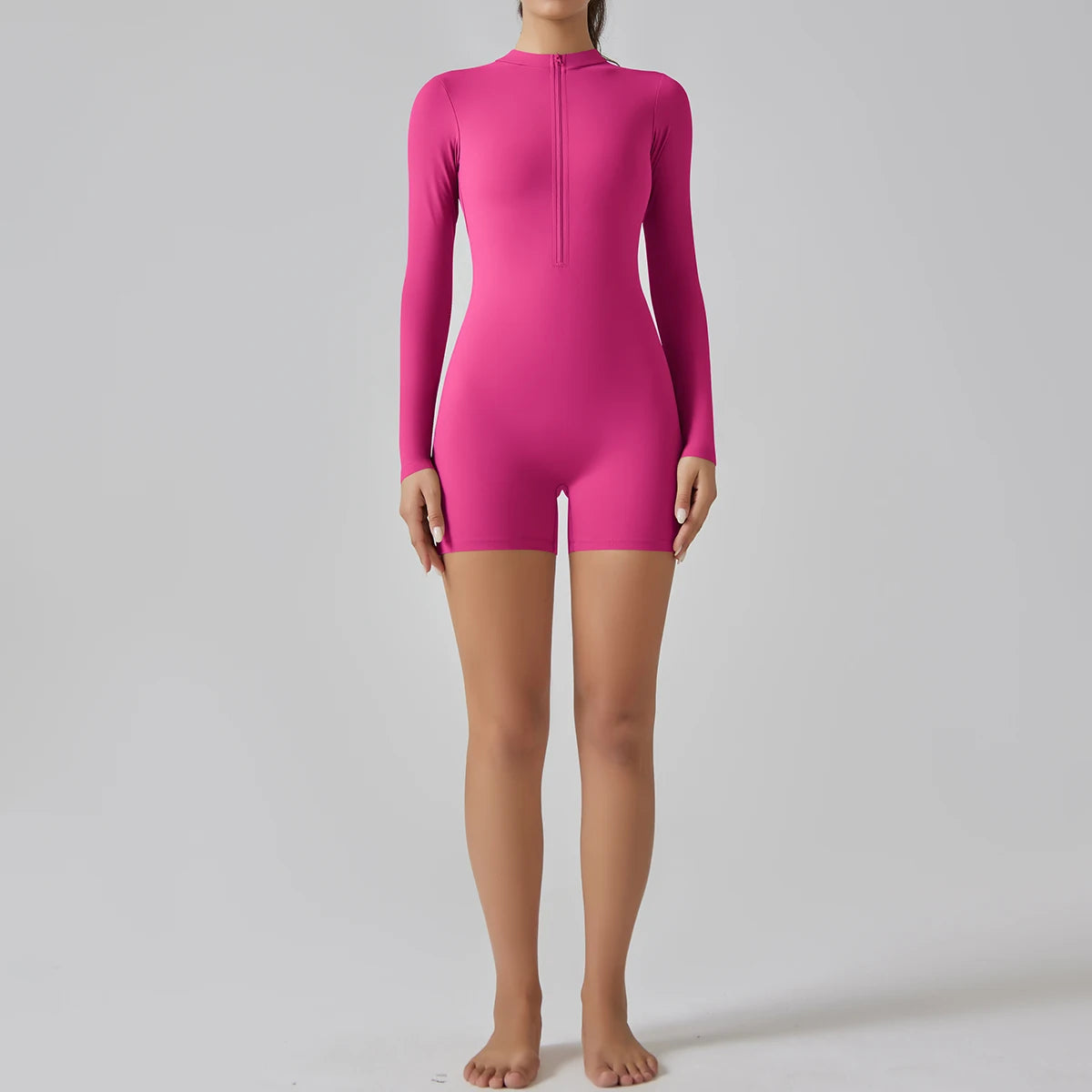 Yoga Set Women's Jumpsuits One-Piece Suit Zipper Long Sleeve Gym Push Up Workout Clothes Fitness Bodysuit Sportswear Tracksuit