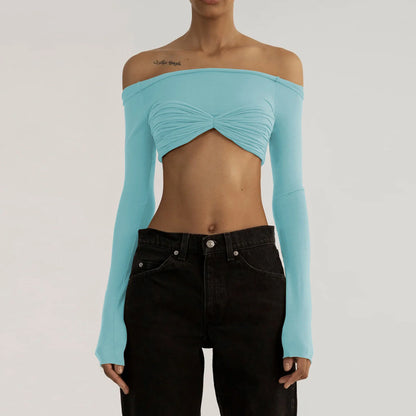 Mozision See Through Mesh Crop Top Women Pullovers Strapless Short Knit Cropped Tops Ladies Tee Shirt Sexy Off-shoulder T-shirt