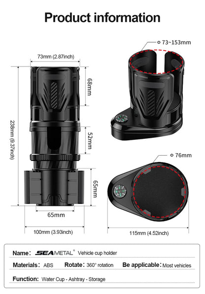 SEAMETAL 2 IN 1 Car Cup Holder Expander Adapter Base Vehicle Drinking Bottle Phone Organizer for Auto Car Styling Accessories