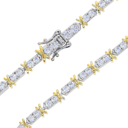 2025 New Iced Out Bling Cross Heart Tennis Chain Necklace Gold Silver Color 5A Cubic Zirconia CZ Charm Choker For Women Jewelry