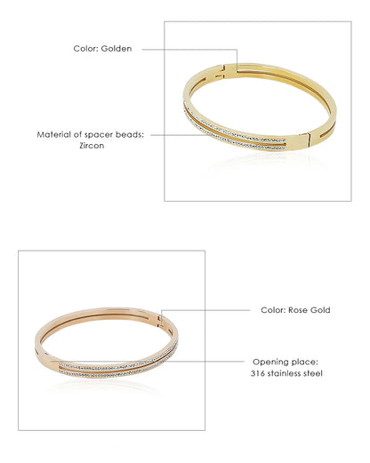 MOONLIGHT Fashion Cubic Zirconia Cuff Bangles for Women Trendy Titanium Steel Circular Classic Bracelet Female Jewelry Gift