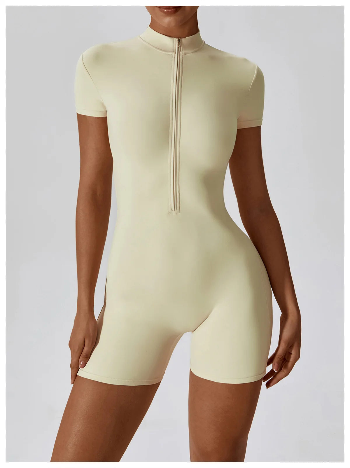 Yoga Jumpsuit Summer Short Sleeve Zipper Sports Wear Gym Fitness Sports Bodysuits Women Dance Running Workout Clothes Yoga Suit
