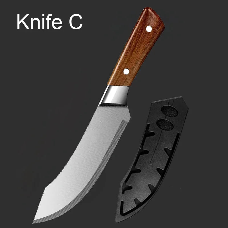 WXCOO Handmade Kitchen Knives Stainless Steel Meat Cleaver Sharp Boning Knife Slaughter Skinning Splitting Knives Fruit Knife