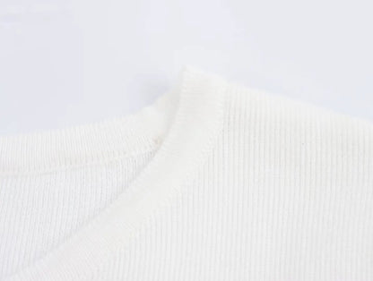 TRAFZA Women Elegant Solid Cardigan Coat Jackets Short Sleeve Metal Button Thin Knitted Shirt Female Y2K Cropped Top Outwear