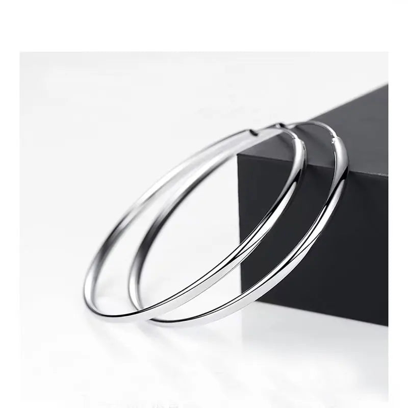 Somila Fashion S925 Earrings 3-7CM Diameter Big Hoop Earrings For Women  Platinum Plated Ear Rings Cерьги Kольца
