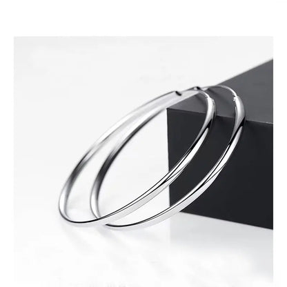 Somila Fashion S925 Earrings 3-7CM Diameter Big Hoop Earrings For Women  Platinum Plated Ear Rings Cерьги Kольца