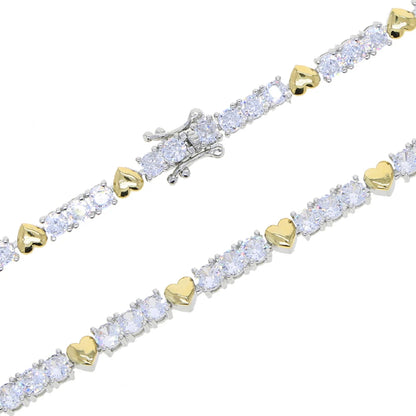 2025 New Iced Out Bling Cross Heart Tennis Chain Necklace Gold Silver Color 5A Cubic Zirconia CZ Charm Choker For Women Jewelry