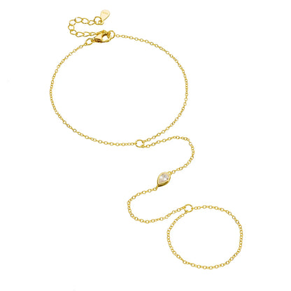 Wholesale Jewelry 925 Sterling Silver 14K Gold Plated Summer Beach Vacation Cz Zircon Layer Bracelet For Women