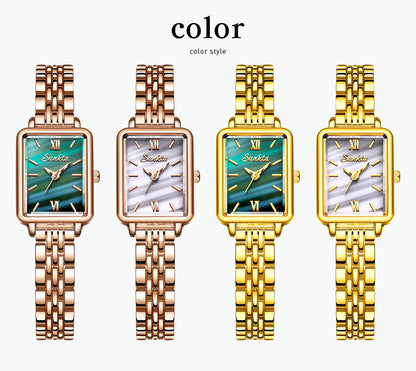LIGE Sunkta Elegant Quartz Women Watch Simple Stainless Steel Strap Simple Square Dial Luxury Slim Fashion Casual Ladies Watches