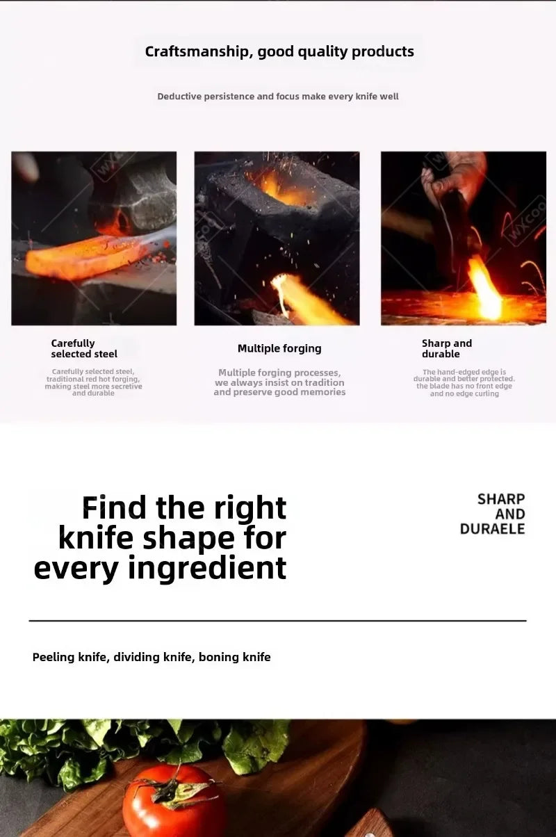 WXCOO Handmade Kitchen Knives Stainless Steel Meat Cleaver Sharp Boning Knife Slaughter Skinning Splitting Knives Fruit Knife