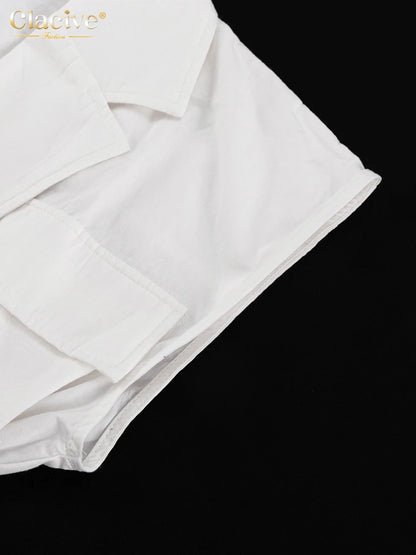 Clacive Fashion Loose White Cotton Women's Shirt 2024 Elegant Lapel Sleeveless Shirts Casual Classic Solid Top Female Clothing