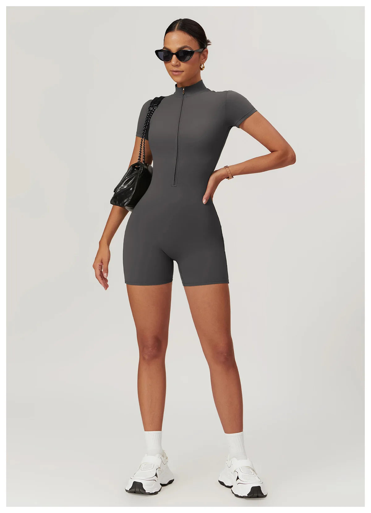Yoga Jumpsuit Summer Short Sleeve Zipper Sports Wear Gym Fitness Sports Bodysuits Women Dance Running Workout Clothes Yoga Suit