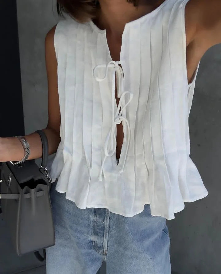 Tossy White Bandage Ribbed Tank Top Shirts For Women Hollow Out Sleeveless Slim Summer Fashion Vest Women's Lace-Up Vest Y2k Top