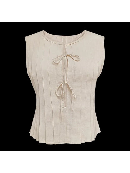 Tossy White Bandage Ribbed Tank Top Shirts For Women Hollow Out Sleeveless Slim Summer Fashion Vest Women's Lace-Up Vest Y2k Top