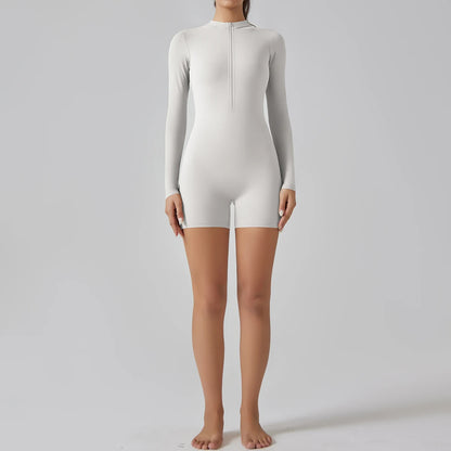 Yoga Set Women's Jumpsuits One-Piece Suit Zipper Long Sleeve Gym Push Up Workout Clothes Fitness Bodysuit Sportswear Tracksuit