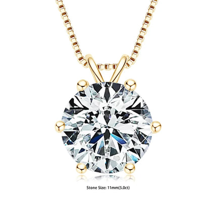 RAPRGOLD GRA Certified 0.5-5ct Moissanite Pendant Necklaces 925 Sterling Silver Solitaire Necklace Chain For Women Jewellry Gift