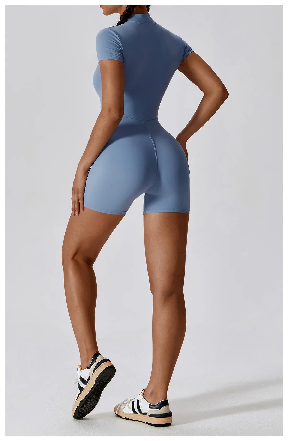 Yoga Jumpsuit Summer Short Sleeve Zipper Sports Wear Gym Fitness Sports Bodysuits Women Dance Running Workout Clothes Yoga Suit