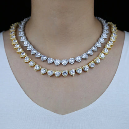 2025 Iced Out Bling 5A Cubic Zirconia Heart CZ Cluster Necklace For Women Girlfriend Lover Halo CZ Tennis Chain Choker Necklace