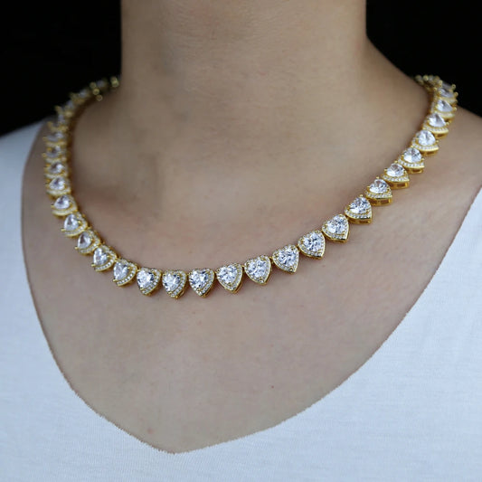 2025 Iced Out Bling 5A Cubic Zirconia Heart CZ Cluster Necklace For Women Girlfriend Lover Halo CZ Tennis Chain Choker Necklace