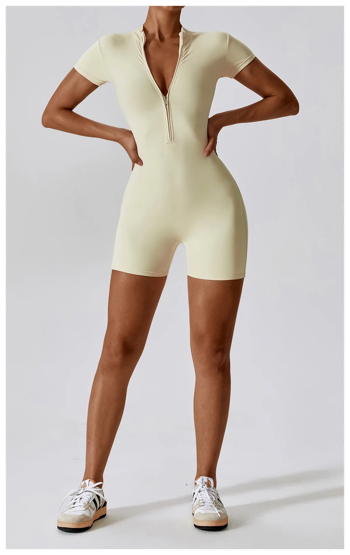 Yoga Jumpsuit Summer Short Sleeve Zipper Sports Wear Gym Fitness Sports Bodysuits Women Dance Running Workout Clothes Yoga Suit