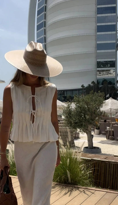 Tossy White Bandage Ribbed Tank Top Shirts For Women Hollow Out Sleeveless Slim Summer Fashion Vest Women's Lace-Up Vest Y2k Top