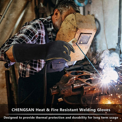 Extreme fire and heat resistant gloves, leather with kevlar stitching, perfect for fireplace, stove, oven, grill, welding