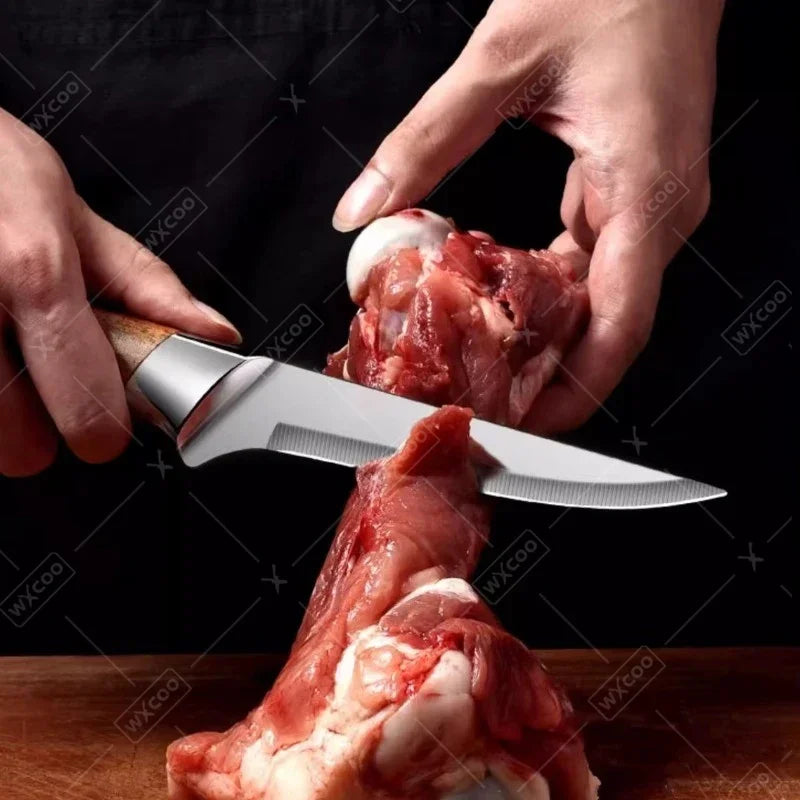 WXCOO Handmade Kitchen Knives Stainless Steel Meat Cleaver Sharp Boning Knife Slaughter Skinning Splitting Knives Fruit Knife
