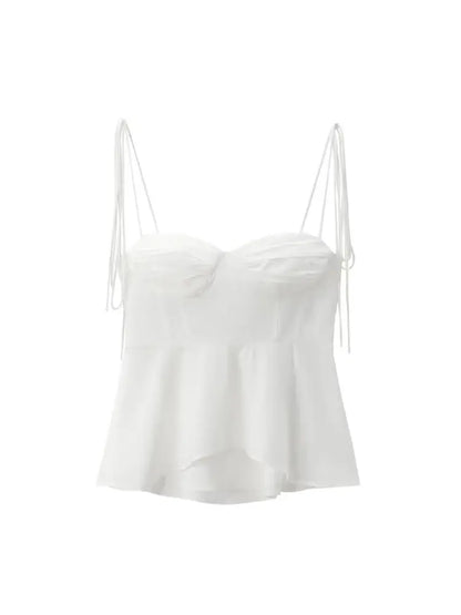 TRZA-Asymmetric Bustier Tops for Women, Sweetheart Neck, Tied Thin Straps, Side Zipper, Female Camis, Sexy Fashion