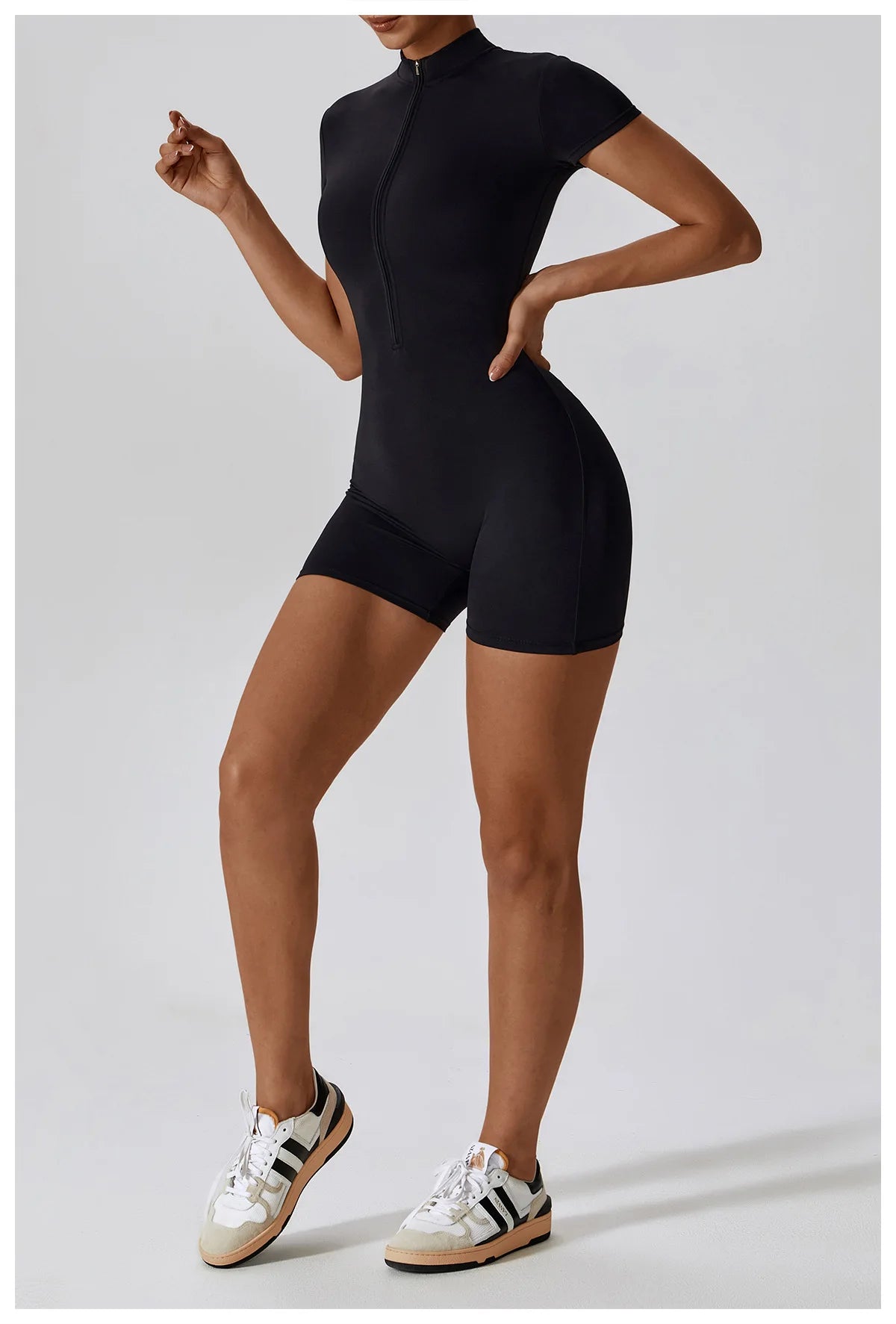 Yoga Jumpsuit Summer Short Sleeve Zipper Sports Wear Gym Fitness Sports Bodysuits Women Dance Running Workout Clothes Yoga Suit