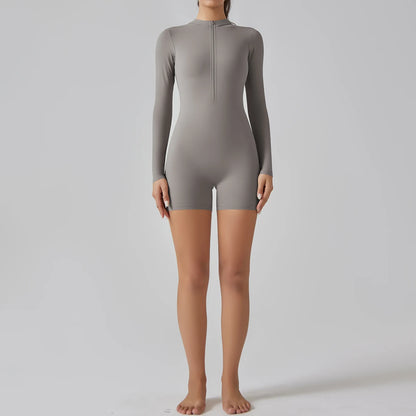 Yoga Set Women's Jumpsuits One-Piece Suit Zipper Long Sleeve Gym Push Up Workout Clothes Fitness Bodysuit Sportswear Tracksuit