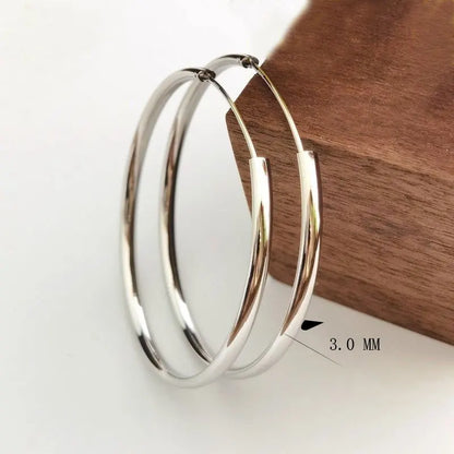 Somila Fashion S925 Earrings 3-7CM Diameter Big Hoop Earrings For Women  Platinum Plated Ear Rings Cерьги Kольца