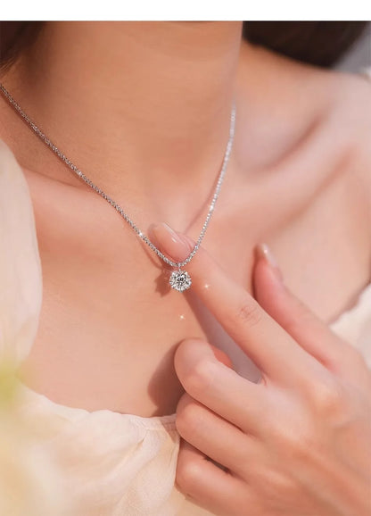 TEN CARATS 1-2CT Women's Necklace Super Sparkly D Color VVS1 Moissanite Pendant S925 sterling silver chain plated 18K white gold