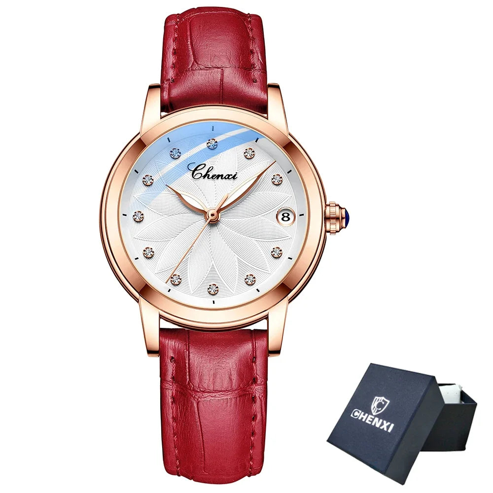 New CHENXI Women Automatic Mechanical Watch Top Brand Luxury Wrist Watch Waterproof Female Leather Business Clock Reloj de mujer