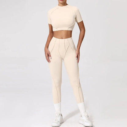 Seamless Yoga Sets Sports Fitness High Waist Hip-lifting Shapeing Trousers Backless Bra Suit Workout Gym Leggings Sets for Women